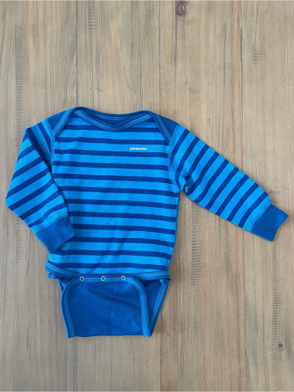 Patagonia Blue Striped Long-Sleeve Baby Bodysuit Size 6M
